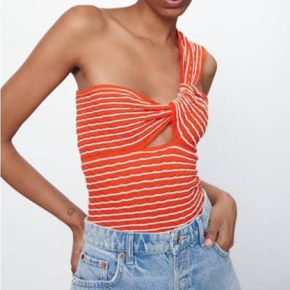 zara one shoulder top